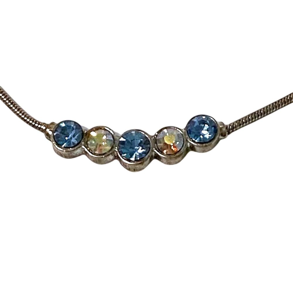 Lia Sophia Necklace Signed 5 Stone Serpentine Crystal Coastal Cottage Fairy